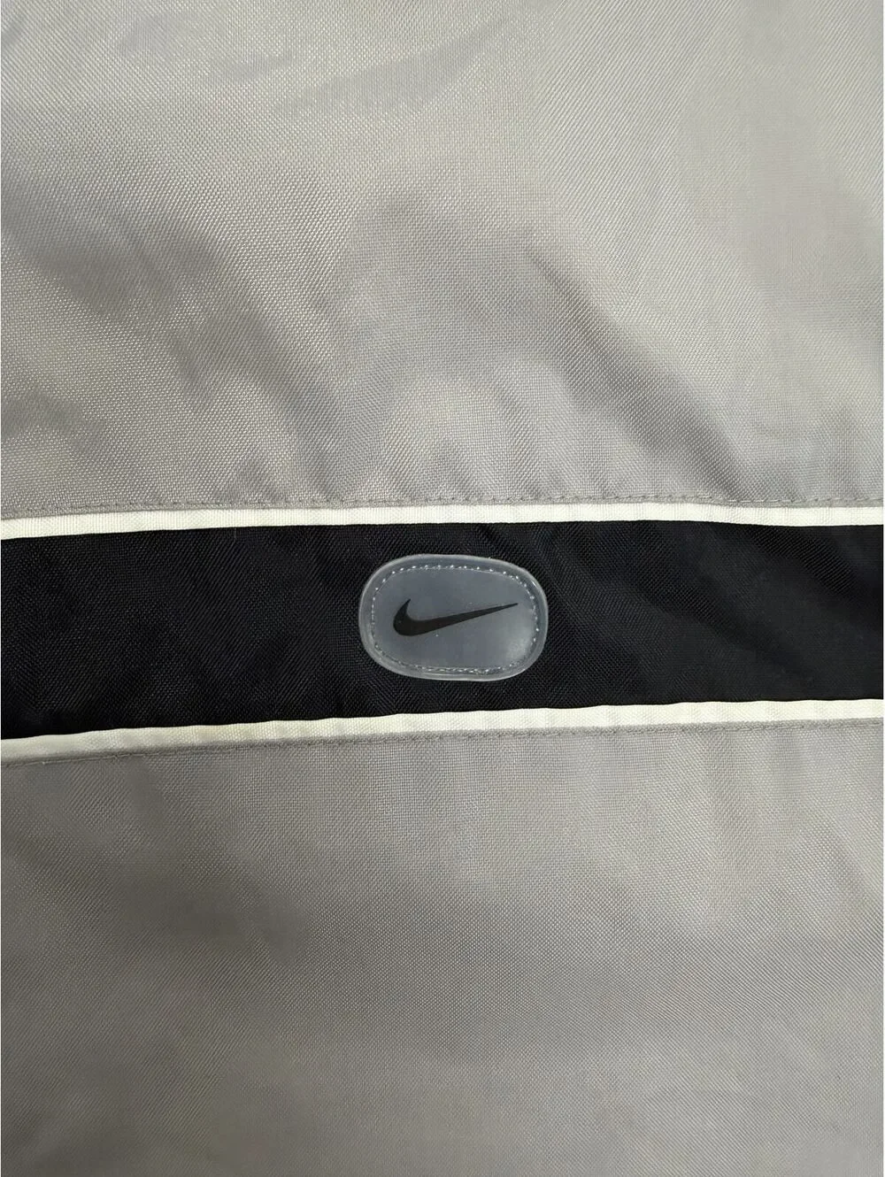 Nike Gray Hooded Windbreaker Jacket with Black Stripe